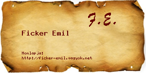 Ficker Emil névjegykártya